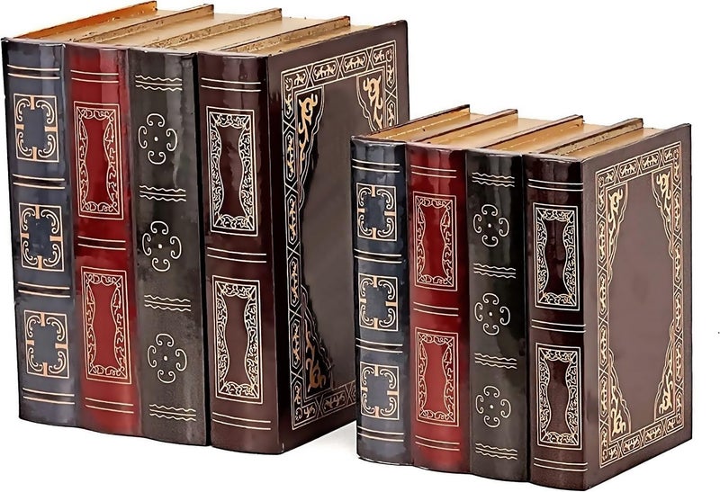 Bellaa 21239 Decorative Box Set of 2 Secret Storage Vintage Hamlet Wooden Heavy Duty Bookends for Shelves Home Office School Library Decor Book Ends Shelf Holder Stoppers Supports - Image 2